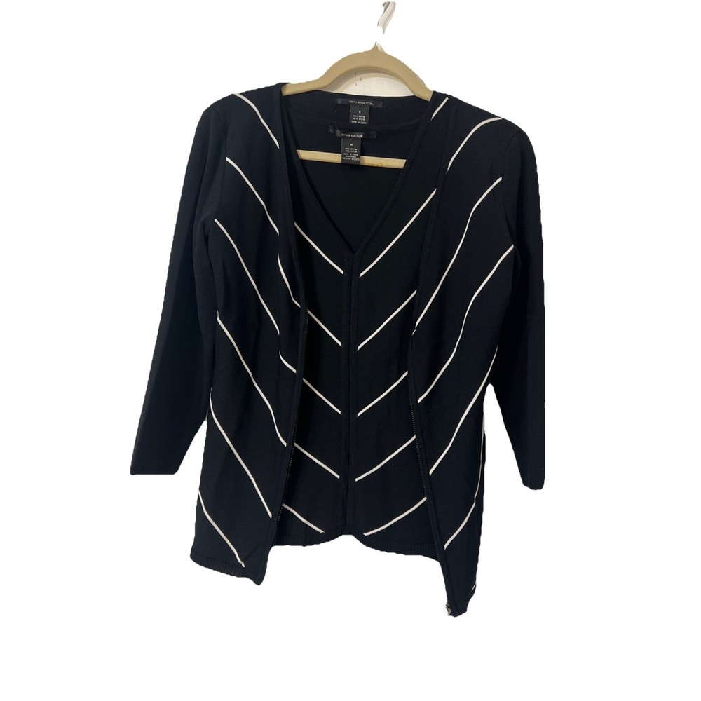 89th & Madison Sz S Stripe‎ Sweater Set Sleeveless Tank long Sleeve Zip Cardigan